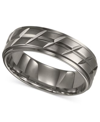 Triton - Men's Titanium Ring, Etched Wedding Band