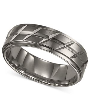 image of Triton Men-s Titanium Ring, Etched Wedding Band
