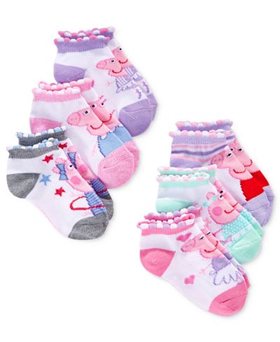 Peppa Pig Ankle Socks, 6-Pack, Toddler Girls (4.5-10.5)