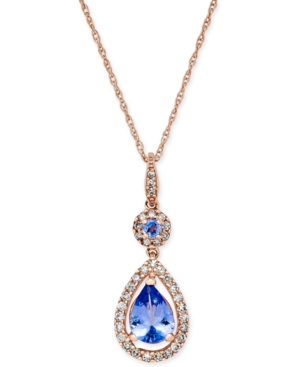 image of Certified Ruby (1-1/4 ct. t.w.) and Diamond (1/3 ct. t.w.) Pendant Necklace in 14k Rose Gold (Also Available In Tanzanite)