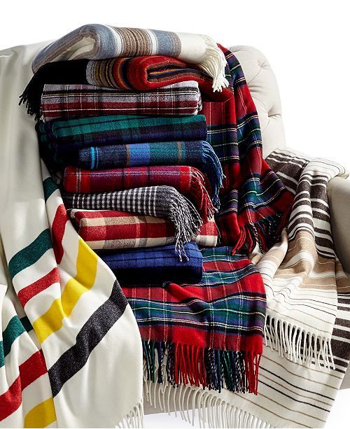 Pendleton 5th Avenue Fringed Wool Throw Blankets & Throws Bed