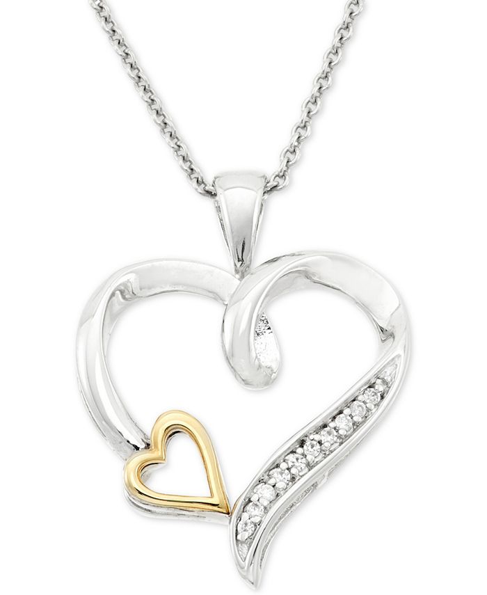 Macy s Diamond Accent Double Heart Pendant Necklace in Sterling