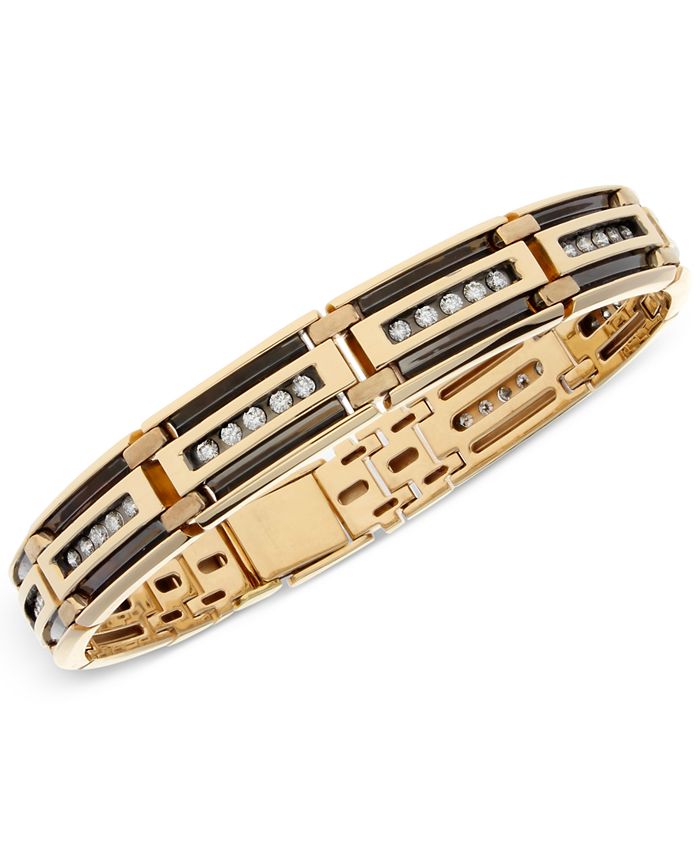 Macy's Men's Diamond Linear Link Bracelet (11/3 ct. t.w.) in 10k Gold