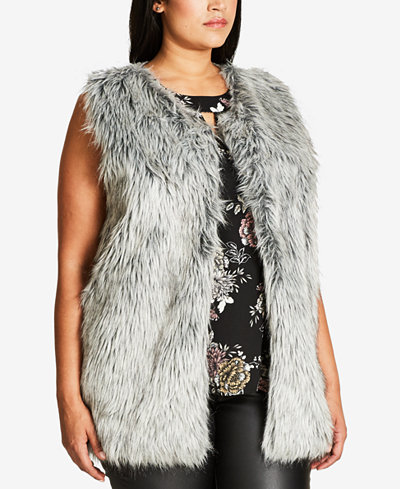City Chic Trendy Plus Size Faux-Fur Vest