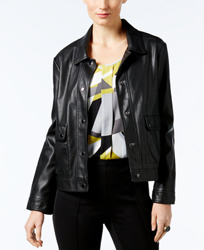 Alfani Faux-Leather Moto Jacket, Only at Macy's