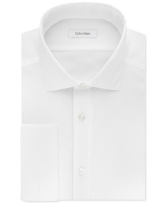 Calvin Klein Men's Slim-Fit Non-Iron Herringbone French Cuff Dress Shirt