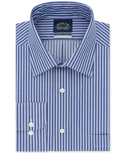 Eagle Men's Classic/Regular Fit Non-Iron Flex Collar Blue Stripe Dress Shirt