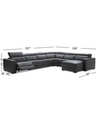 Nevio 6-pc Leather Sectional Sofa with Chaise, 1 Power Recliner and Articulating Headrests, Created for Macy's