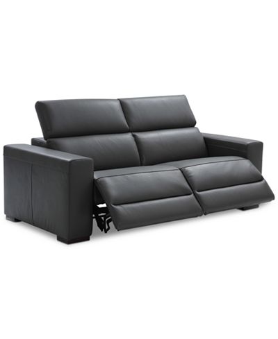 Nevio 82&quot; 2-pc Leather Sofa with 2 Power Recliners and Articulating Headrests, Created for Macy ...