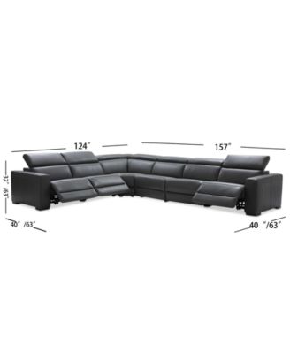 Nevio 6-pc Leather "L" Shaped Sectional Sofa with 3 Power Recliners and Articulating Headrests, Created for Macy's