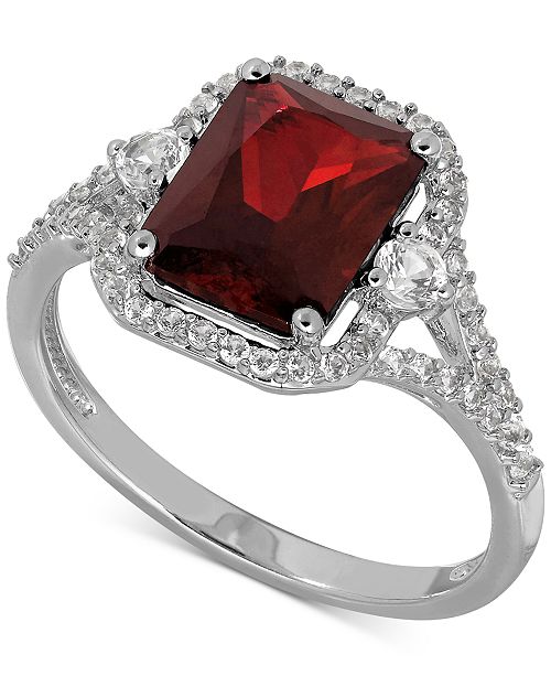 Macy&#39;s Lab-Created Ruby (3-1/10 ct. t.w.) and White Sapphire (3/8 ct. t.w.) Ring in Sterling ...
