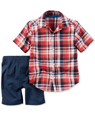 Carter's 2-Pc. Plaid Shirt & Shorts Set, Toddler Boys (2T-4T)