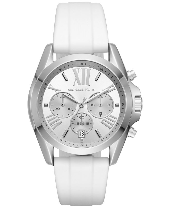 Michael Kors Women's Chronograph Bradshaw White Silicone Strap Watch ...