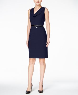 Calvin Klein Belted Sheath Dress - Dresses - Women - Macy's