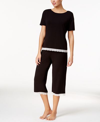 Cosabella Majestic Lace Trim Pajama Top & Capri Pants Sleep Separates