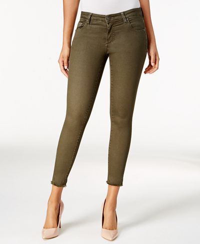 Kut from the Kloth Connie Frayed Olive Wash Skinny Jeans
