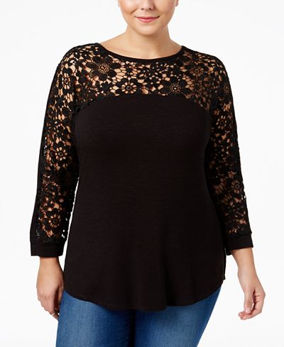 Extra Touch Trendy Plus Size Lace Top