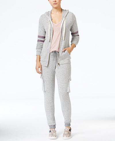 Hippie Rose Juniors' Zip-Front Hoodie & Jogger Pants