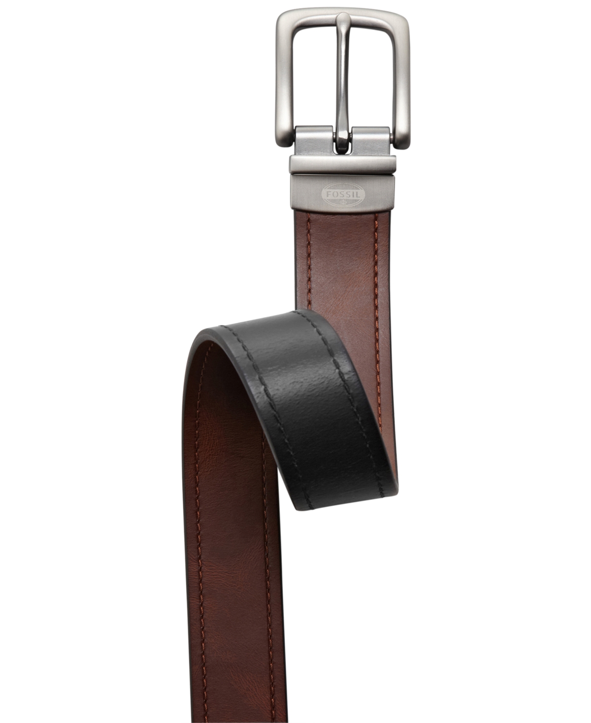 Shop Fossil Parker Reversible Leather Belt In Brown,black