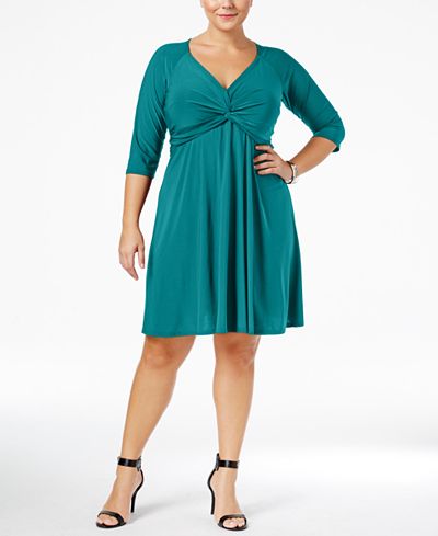 Love Squared Trendy Plus Size Knotted Fit & Flare Dress