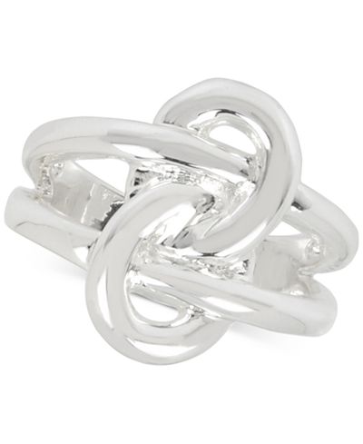 Touch of Silver Silver-Plated Double-Knot Statement Ring