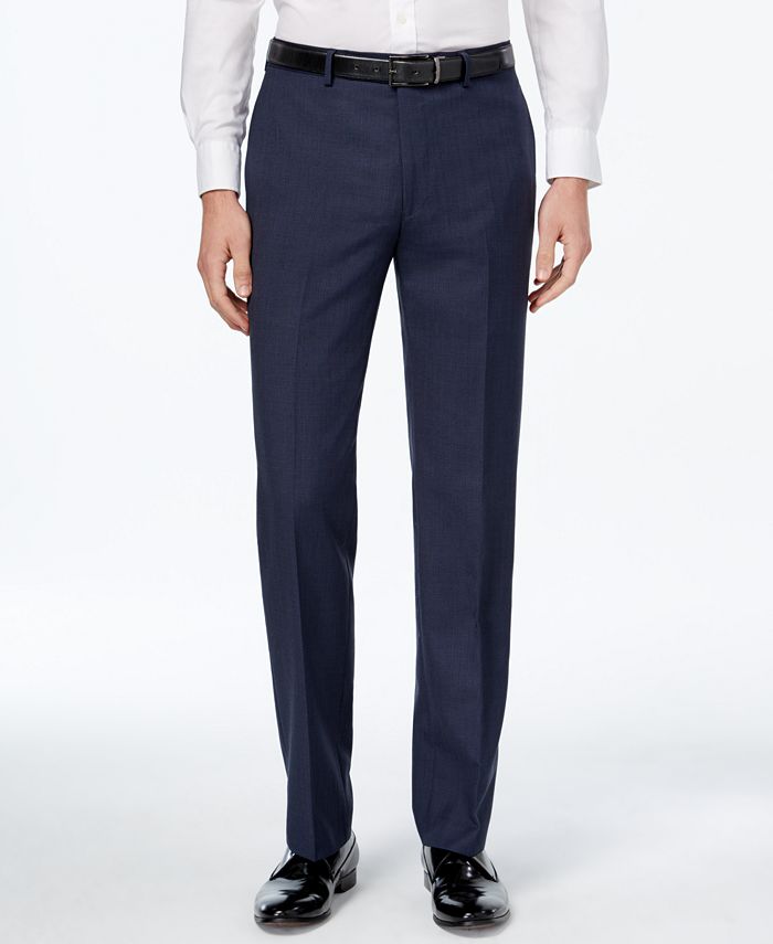 Calvin Klein Men's Slim-Fit Blue Plaid Dress Pants - Macy's