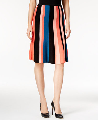 Vince Camuto Striped Fit & Flare Sweater Skirt