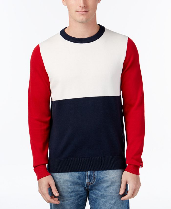 Tommy Hilfiger Men's Colorblocked Crew-Neck Sweater, Created for Macy's ...