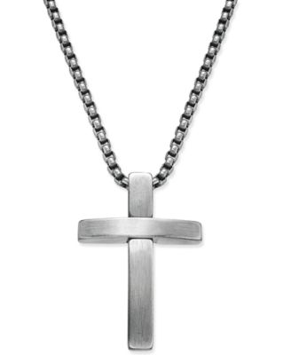 Steve Madden - Men's Stainless Steel Cross Pendant Chain