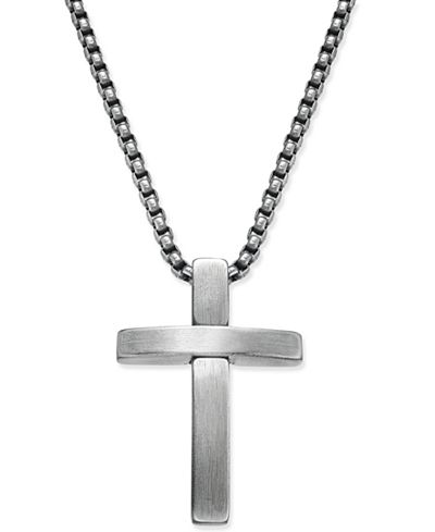 Steve Madden Men's Stainless Steel Cross Pendant Chain