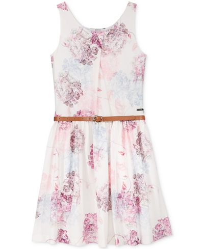 GUESS Belted Floral Dress, Big Girls (7-16)