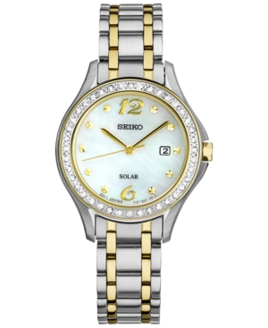 image of Seiko Women-s Solar Two-Tone Stainless Steel Bracelet Watch 29mm SUT312