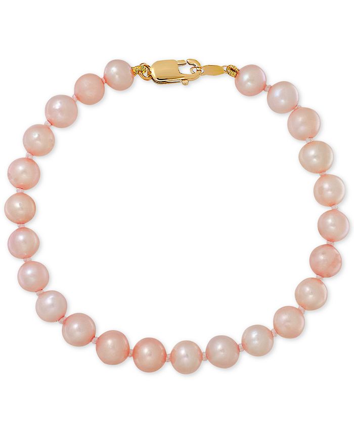 Newborn/Baby girls gold plated pink pearl bracelet and necklace set 