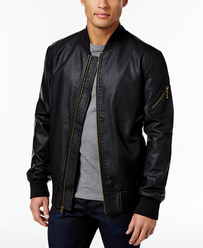 American Rag Men's Faux-Leather Bomber Jacket, Only at Macy's