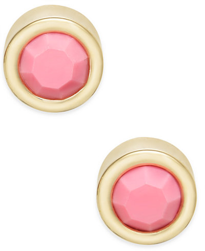 Marc by Marc Jacobs Gold-Tone Rubberized Colored Stone Stud Earrings
