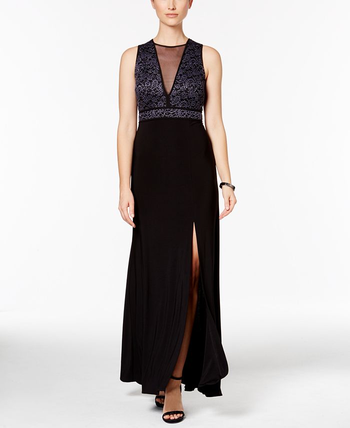 Nightway Petite Glitter Illusion Gown Macy's
