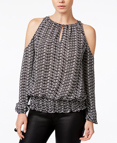 Bar III Smocked Cold-Shoulder Top, Only at Macy's