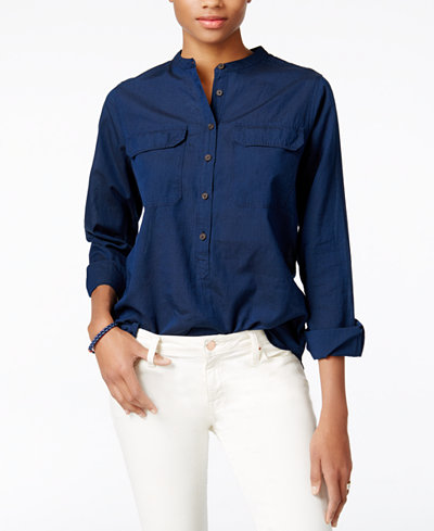 Tommy Hilfiger Band-Collar Shirt, Only at Macy's