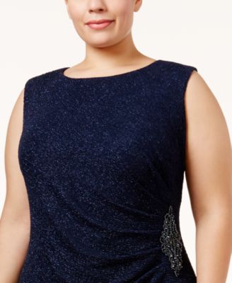 Betsy & Adam Plus Size Glitter Draped Dress - Macy's