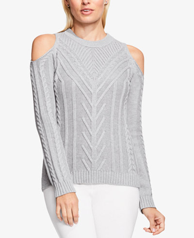 Vince Camuto Cold-Shoulder Cable-Knit Sweater
