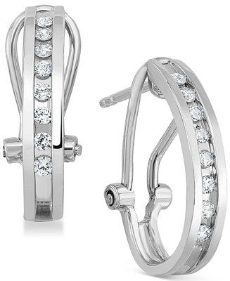 Macy's Diamond J-Hoop Earrings (1/4 ct. t.w.) in Sterling Silver or 14K  Gold-Plated Sterling Silver & Reviews - Earrings - Jewelry & Watches -  Macy's