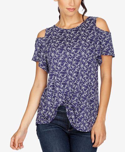 Lucky Brand Printed Cold-Shoulder T-Shirt