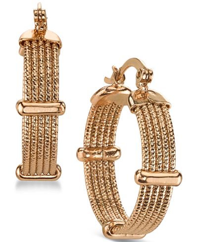 2028 Rose Gold-Tone Ridged Hoop Earrings
