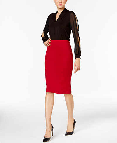 Cable & Gauge Knit Top & ECI Pencil Skirt