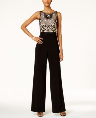 adrianna papell beaded halter jumpsuit