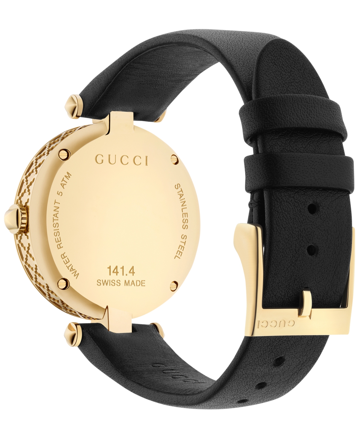 Shop Gucci Women's Swiss Diamantissima Black Leather Strap Watch 32mm Ya141404