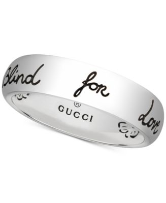 Gucci Women's Blind for Love Sterling Silver Engraved Ring - Macy's