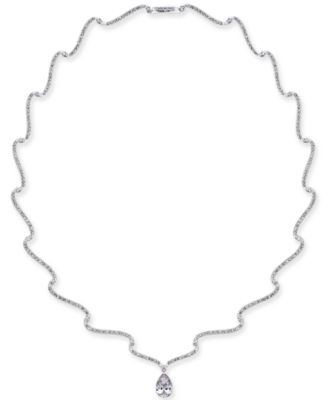 Danori - Silver-Tone Crystal Pendant Collar Necklace