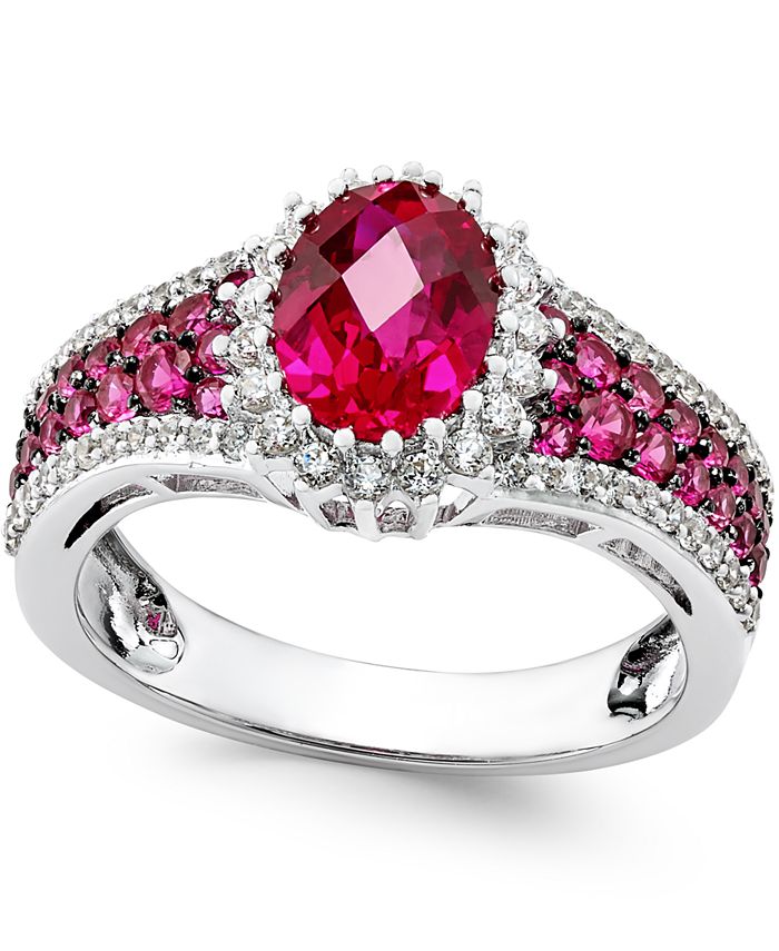 Macy's Certified Ruby (2-1/2 ct. t.w.) and Diamond (3/8 ct. t.w.) Ring ...