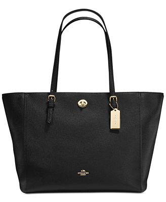 COACH Crossgrain Turnlock Tote in Crossgrain Leather - Handbags ...